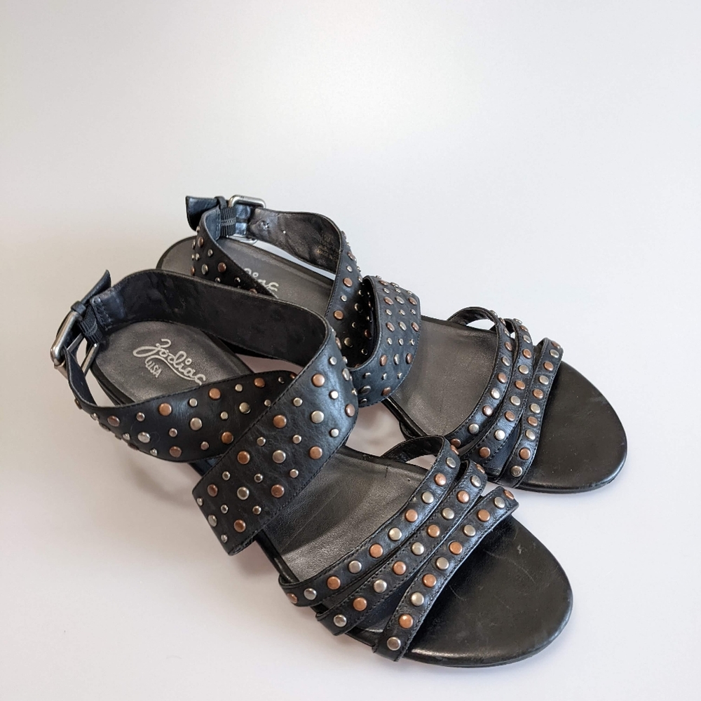 Zodiac Studded Ankle Wrap Sandals